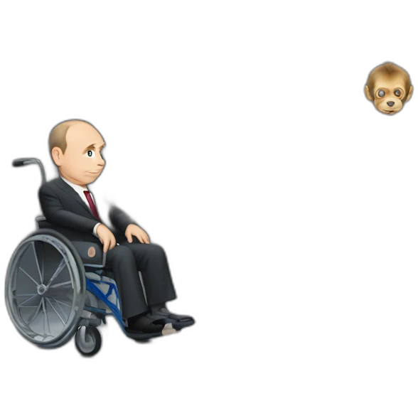 Very sad Vlaadimir Putin monke in elevator in wheelchair emoji