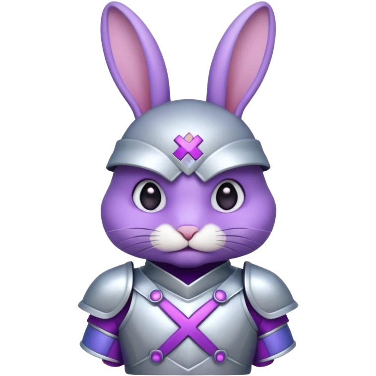 conejo morado con x en los ojos con armadura  emoji