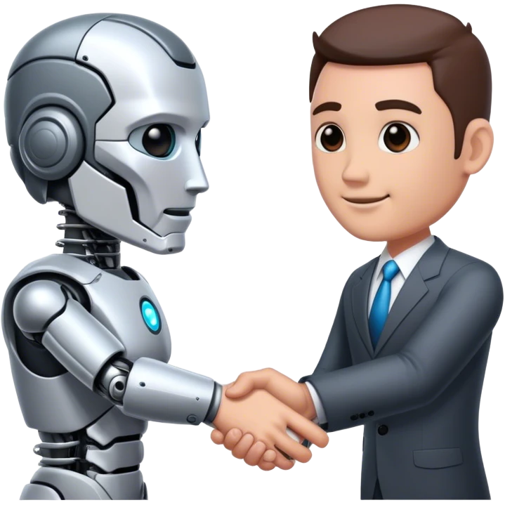 cyborg handshake with business man emoji