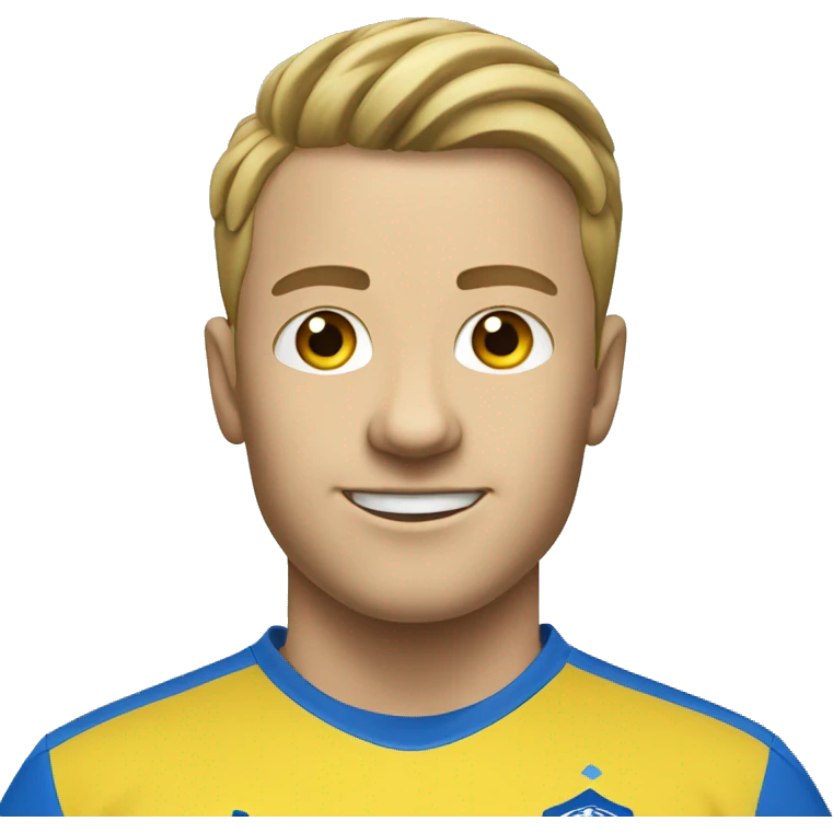 White face man soccer player in yellow shirt and blue shorts and blue socks emoji