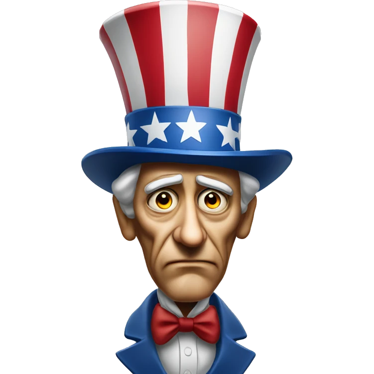 Uncle Sam with pitiful eyes photorealistic serious emoji