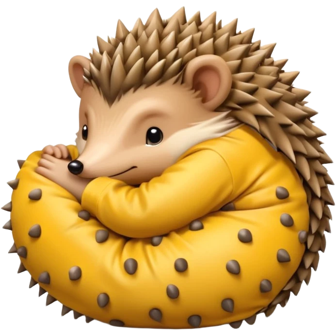 hedgehog in yellow pajama curled up emoji