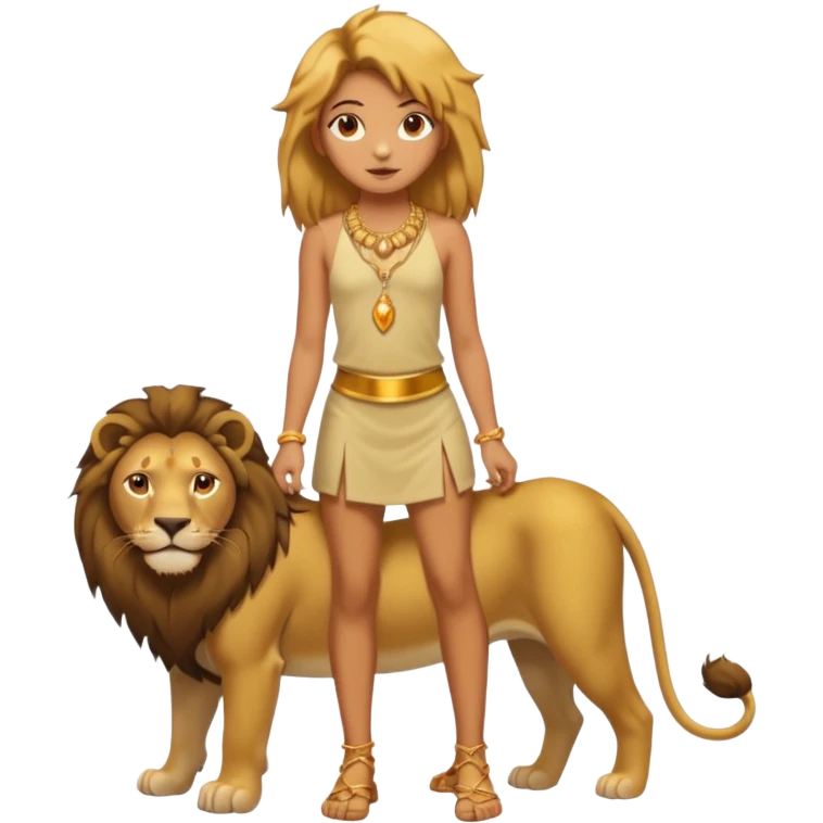 in lion family, only Kid Girl., full body, single tail emoji