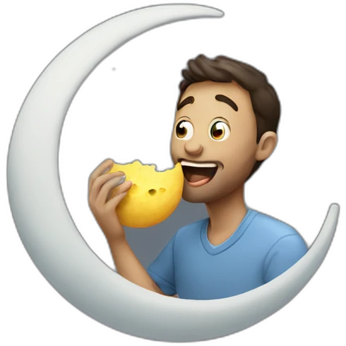 man eating the moon on the moon emoji
