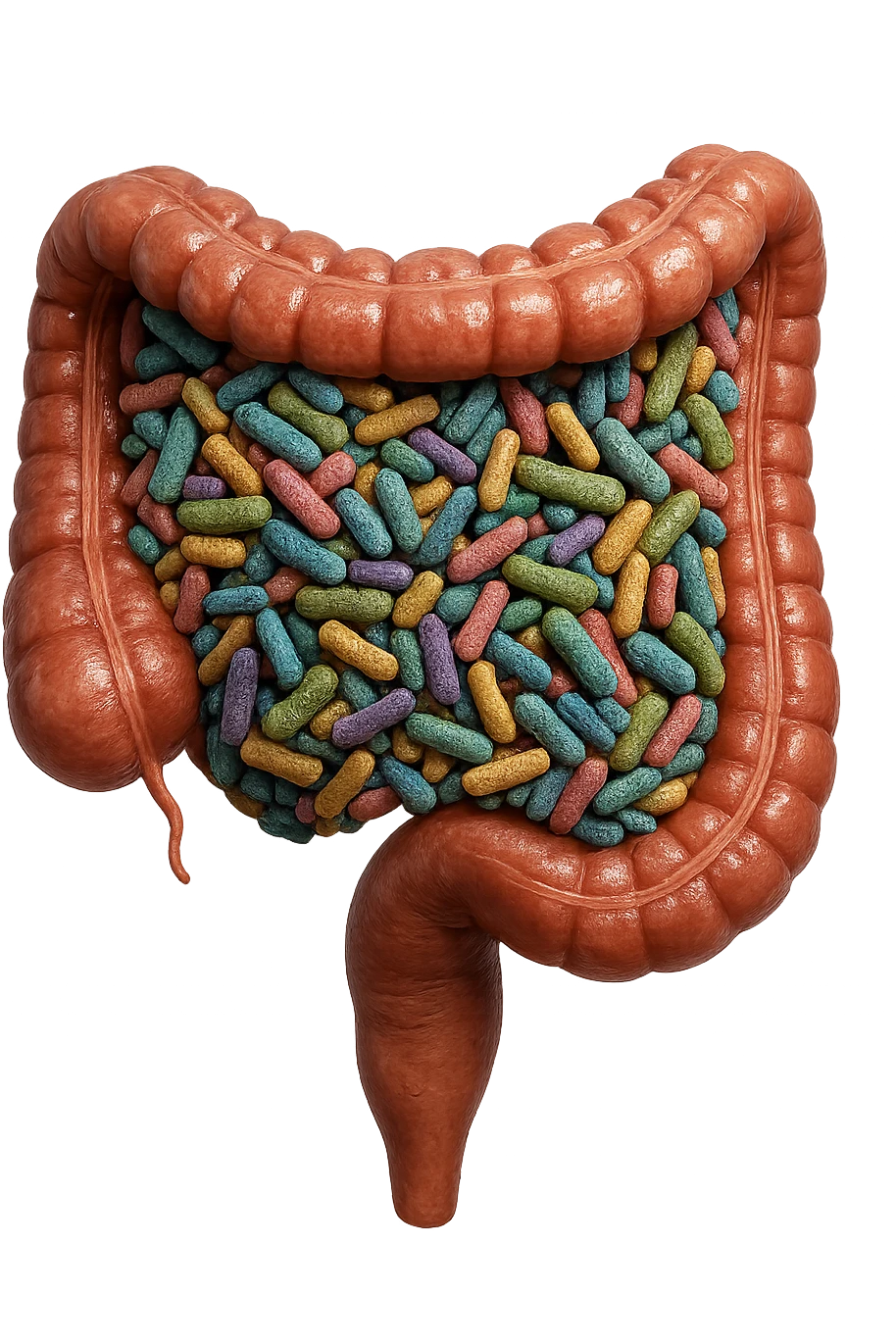 intestino umano pieno di batteri intestinali, iperrealistico 4k emoji