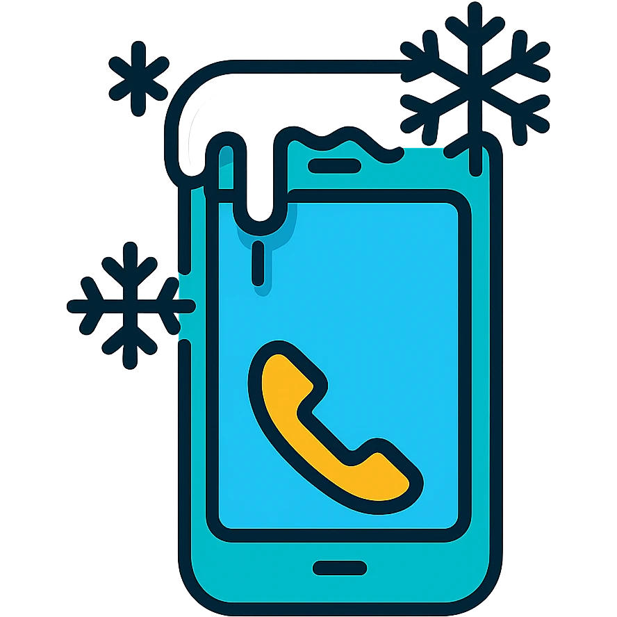 Phone with frost and snowflakes, representing a cold sales call emoji