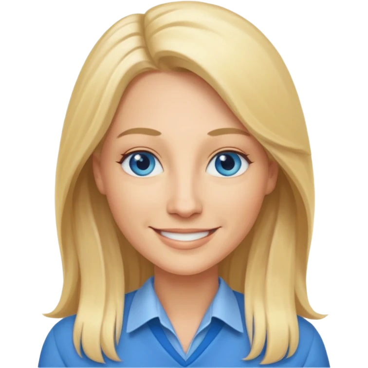 a 40 year old teacher with long blonde hair and blue eyes emoji
