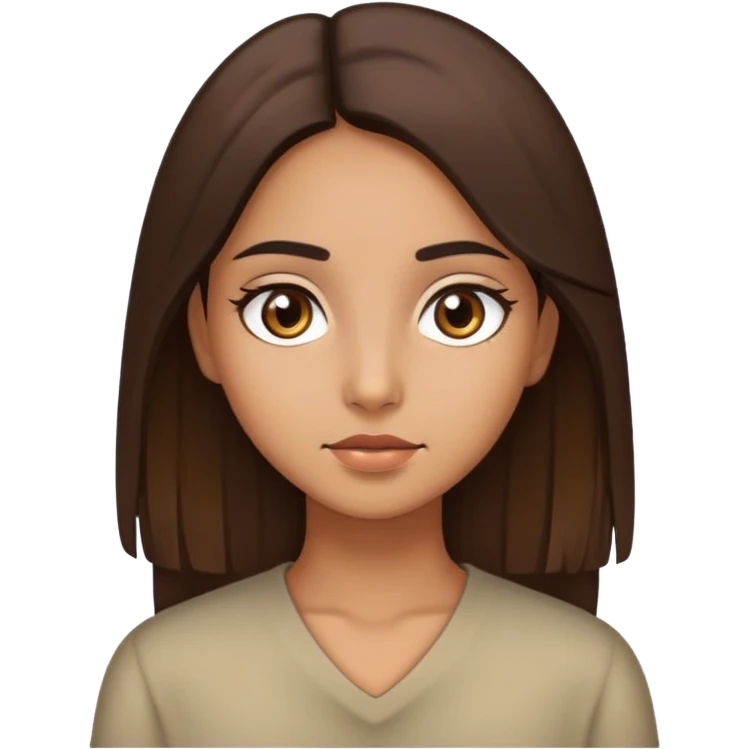 girl with brown eyes, olive complexion, long straight brown hair emoji