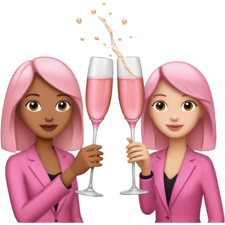 champagne glasses with pink champagne giving cheers two people emoji