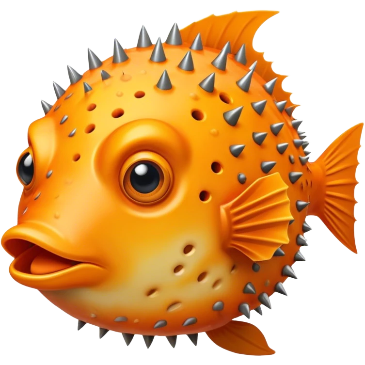 All Orange Blowfish facing forward with spikes out emoji