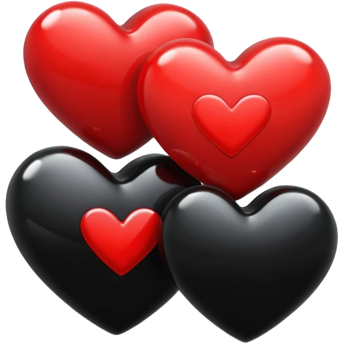 Tres corazones juntos negro rojo y negro emoji