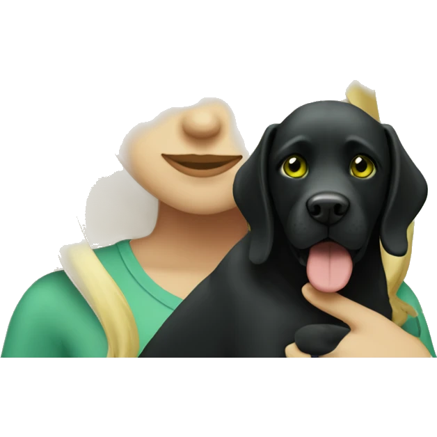 Blonde girl green eyes with black dog  emoji