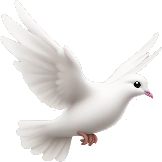 dove in flight with light pink bow tied around neck emoji