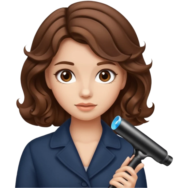 generate a girl with brown hair while curling it emoji