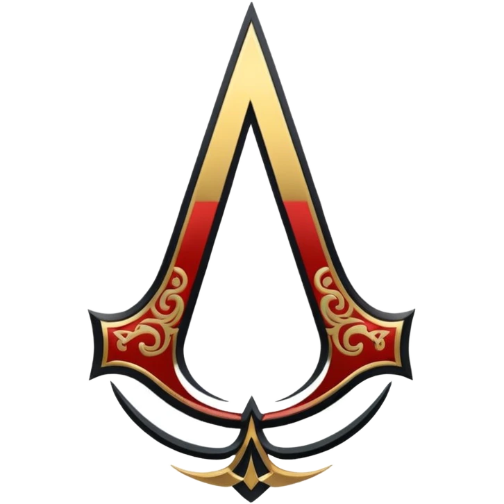 Assassin creend logo emoji in gold and black shaddow  emoji