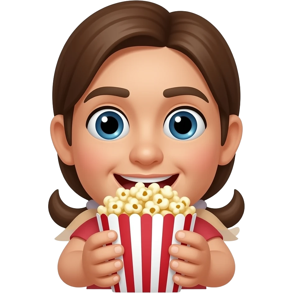 An emoji face with it eating popcorn emoji