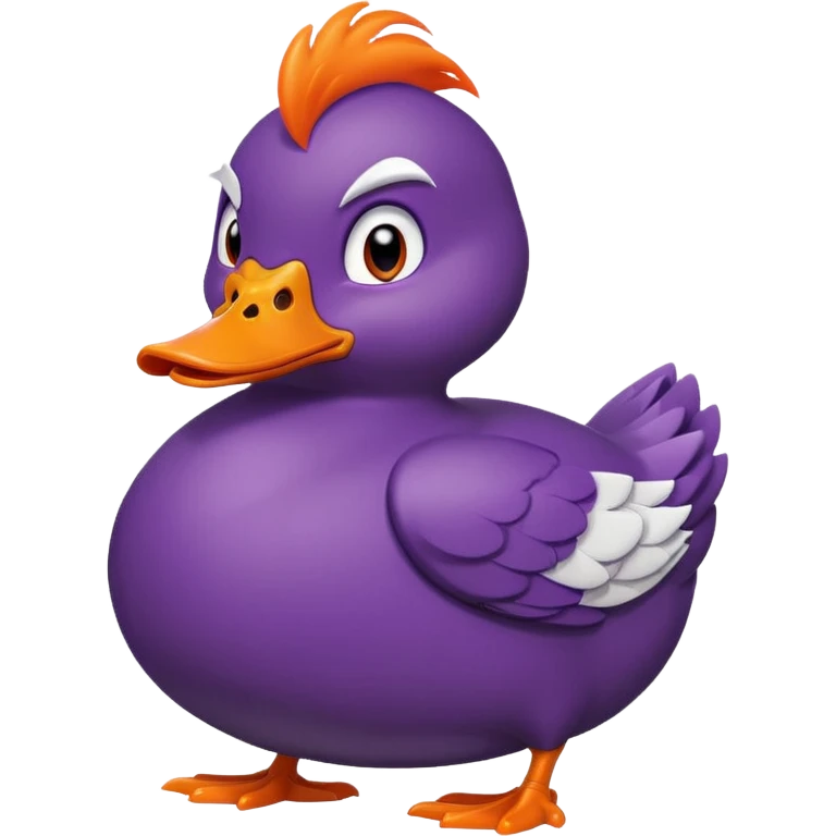 cartoon purple duck, frowning, angry emoji