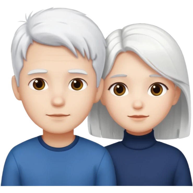 pure white hair, cute Boy girl emoji