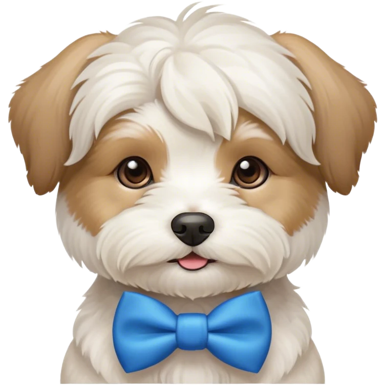 Small white havanese dog with a blue bow tie  emoji