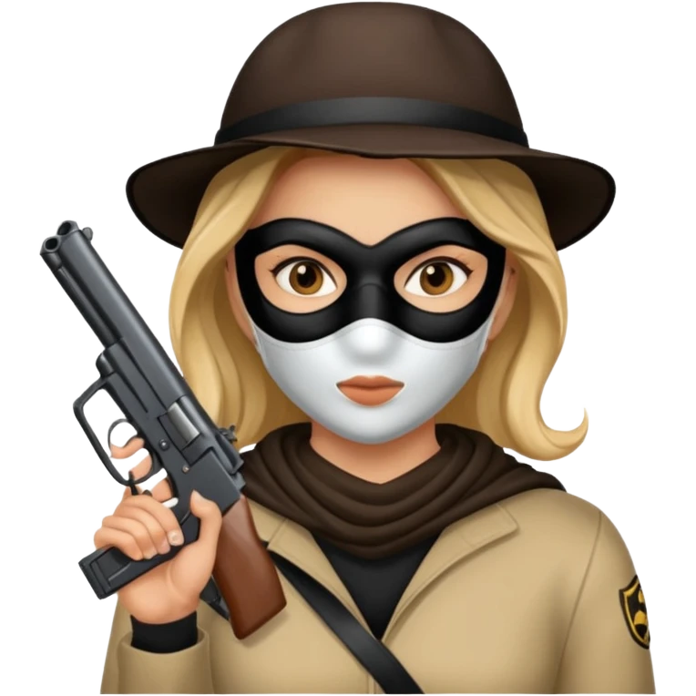 mask wearing woman robber emoji