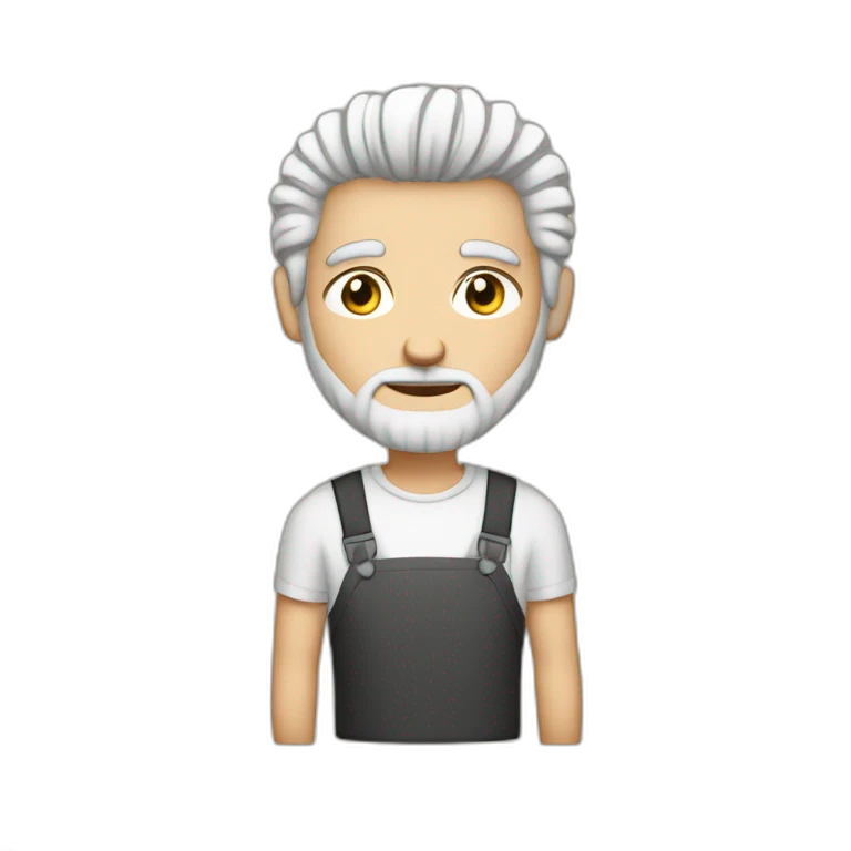 Man with short salt and pepper hair and goat beard typing i'm a notebook emoji