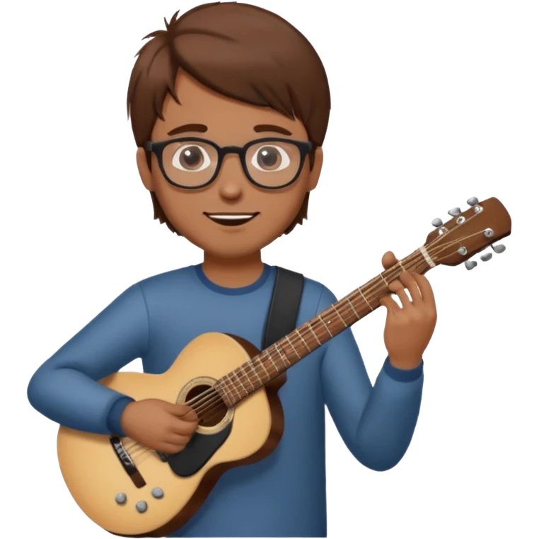Guy with brown hair playing guitar with glasses emoji