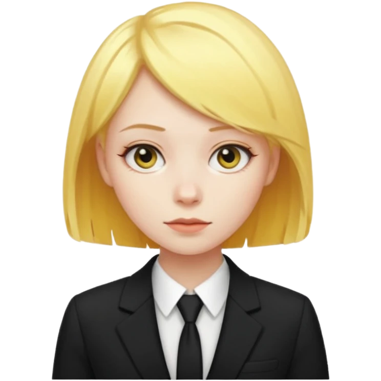 a girl with short yellow hair in a black suit emoji