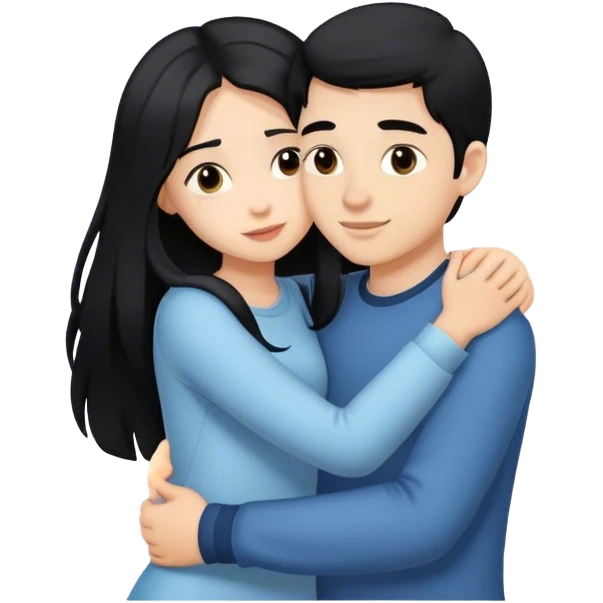 یه دختر مو بلند مشکی یه پسر رو بغل کرده emoji