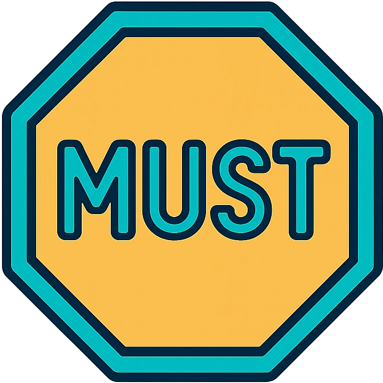 the road sign with the word must emoji