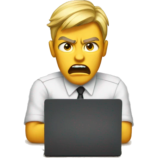 Work in front of PC with anger  emoji