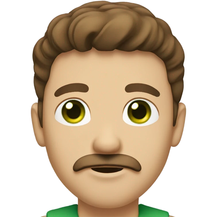 Man with brown hair and mustache and green eyes emoji