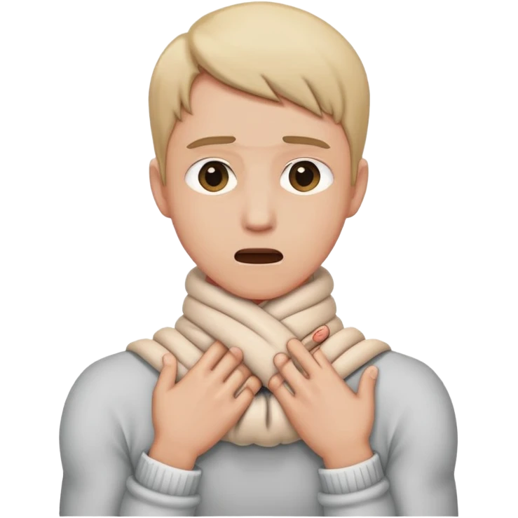 Guy with arms holding own neck choking self out  emoji