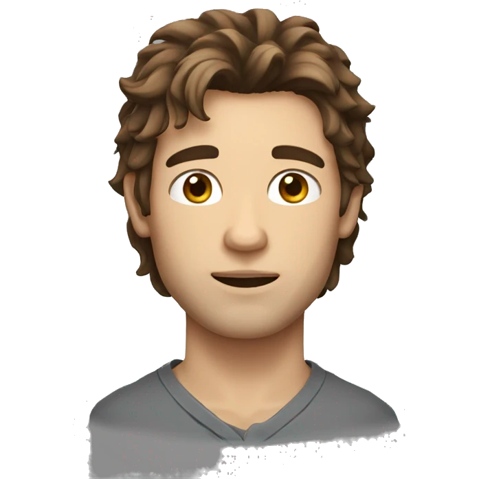 A guy with disheveled brown hair, gray eyes and a scar on his forehead emoji