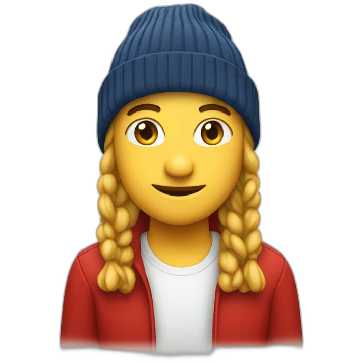 european wearing red bobble beany emoji