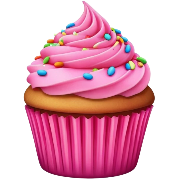 cupcake with bright pink frosting and sprinkles emoji
