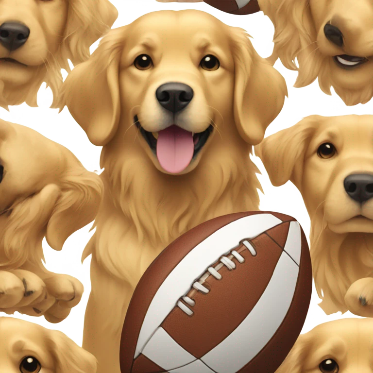 Golden retriever holding a football  emoji