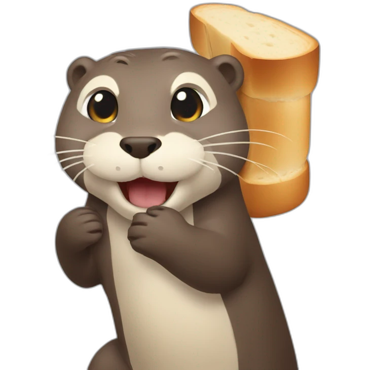 Otter from emoji playing with bread emoji