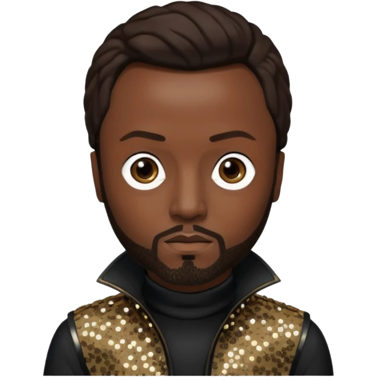 Will.i.am from Black Eyed Peas with dark brown hair, black sequin outfit  emoji