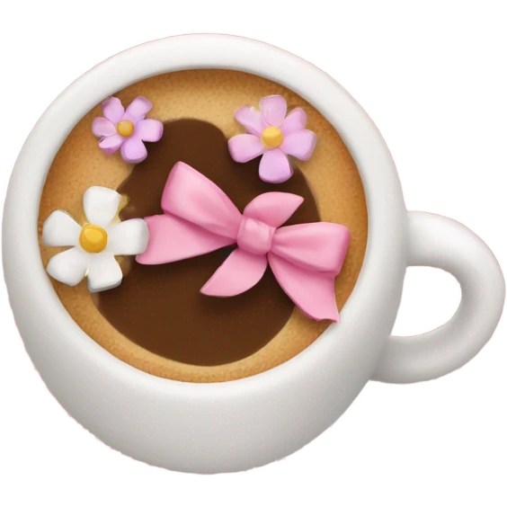 cute coffee cup with bows and flowers emoji