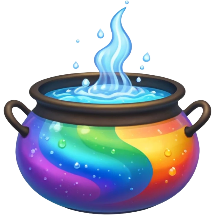 rainbow potion in a cauldron emoji