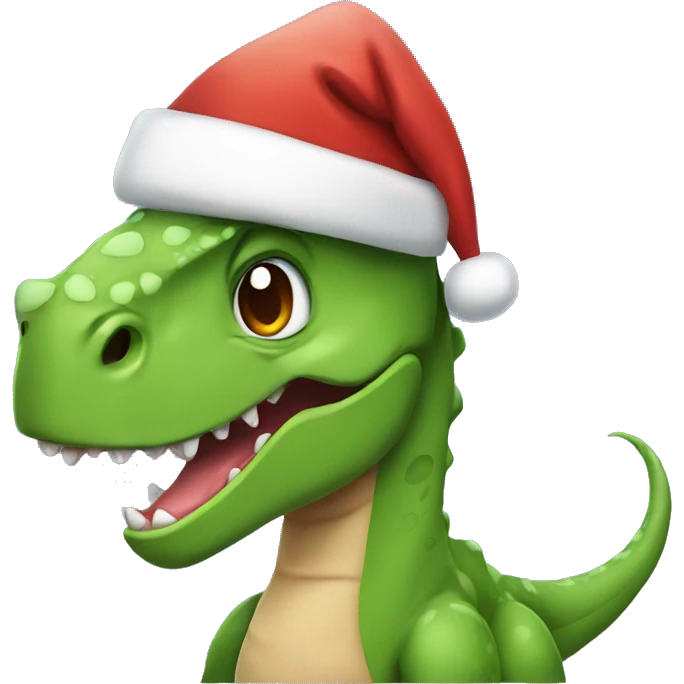 dinosaur wearing santa hat emoji