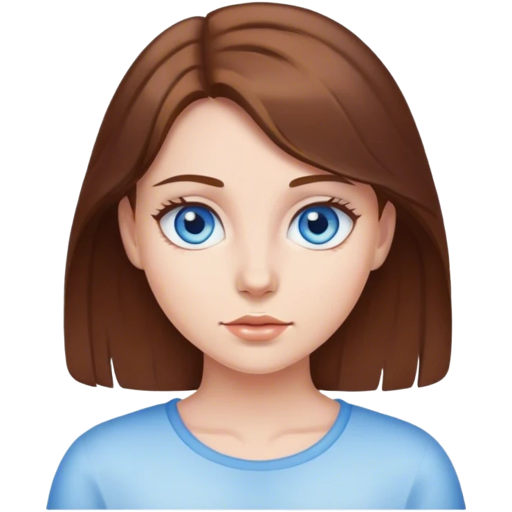 Girl with brown hair and blue eyes emoji