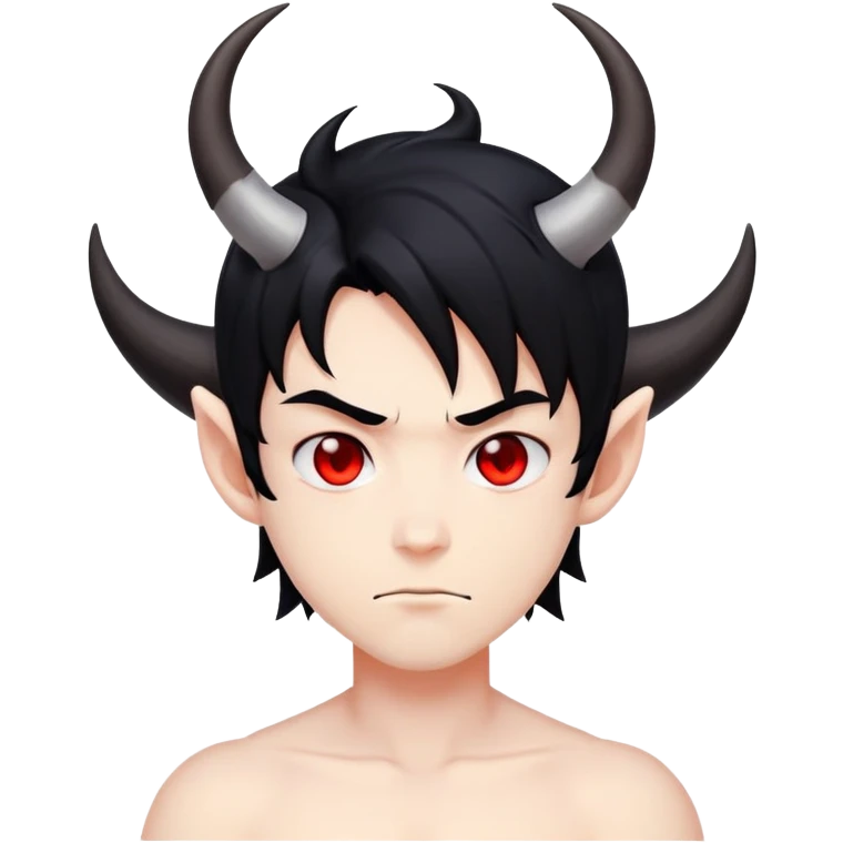 Cool anime devil boy with black hair and curved horns emoji