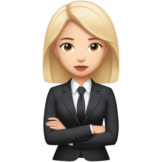 a girl in a suit, very linkedin style. emoji