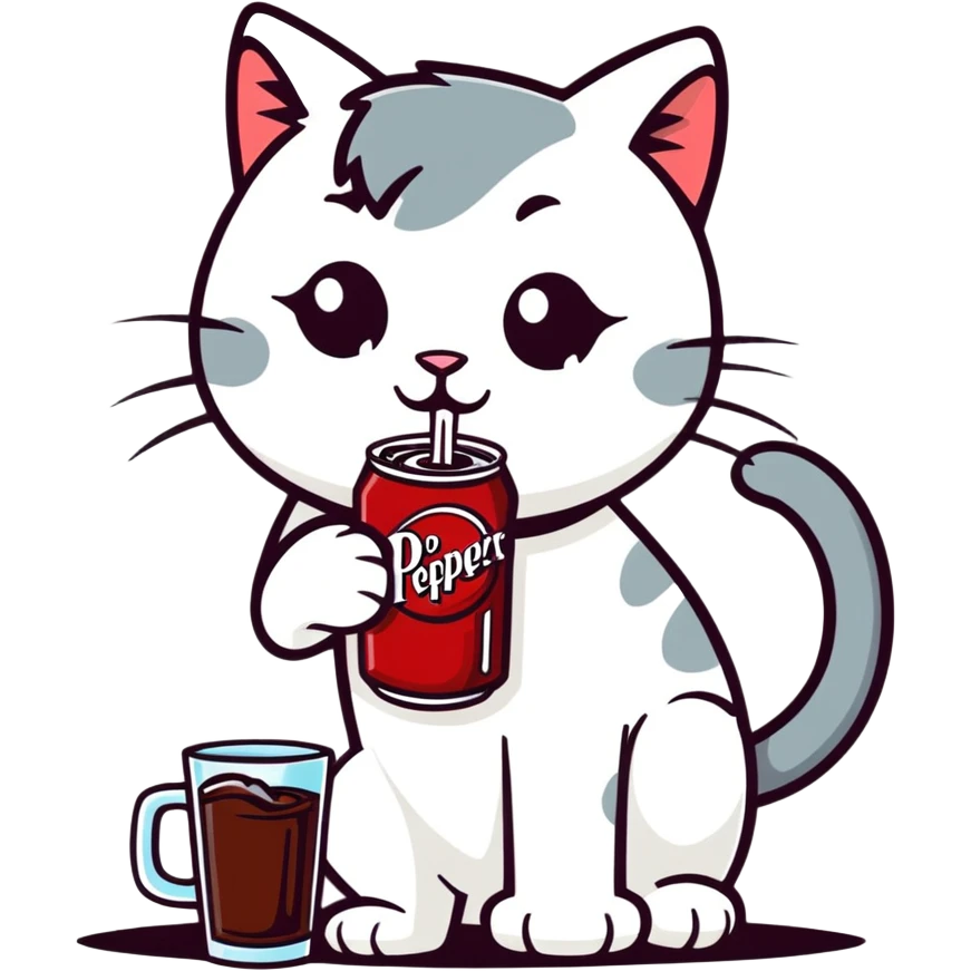 Cat drinking DRpeper  emoji