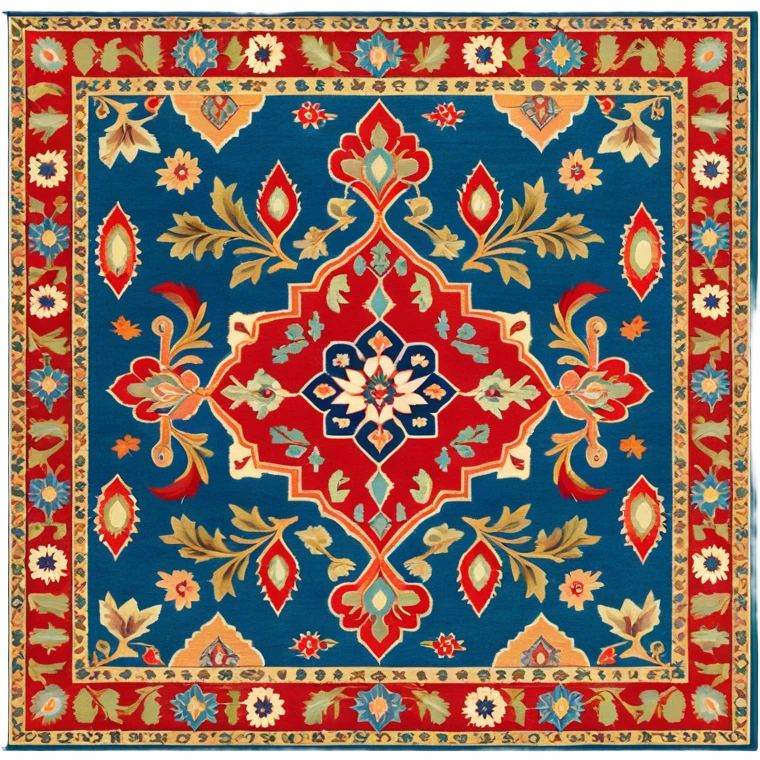 Cinematic Realistic depiction of a richly patterned Turkish carpet, rendered with exquisite details and vibrant colors, set against a soft, warmly lit background that emphasizes its artisanal craftsmanship emoji