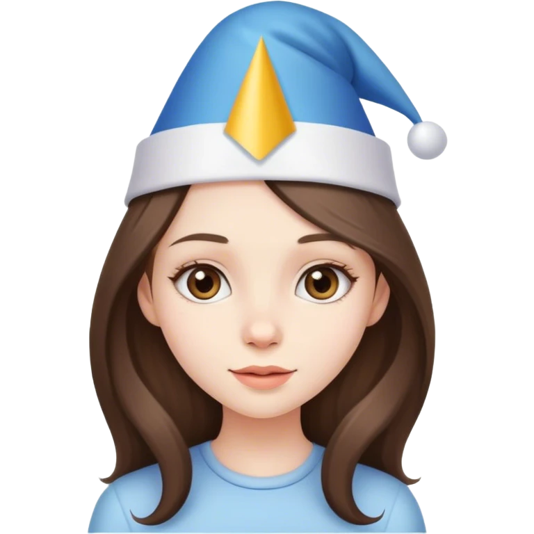  beautiful pale brunette girl with long hair with birthday cap emoji