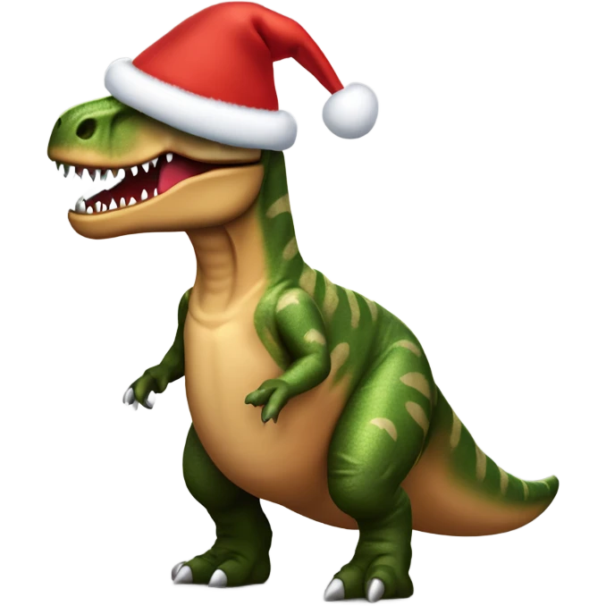 Lachender T-Rex mit Hawaiihemd und Weihnachtsmann Mütze emoji