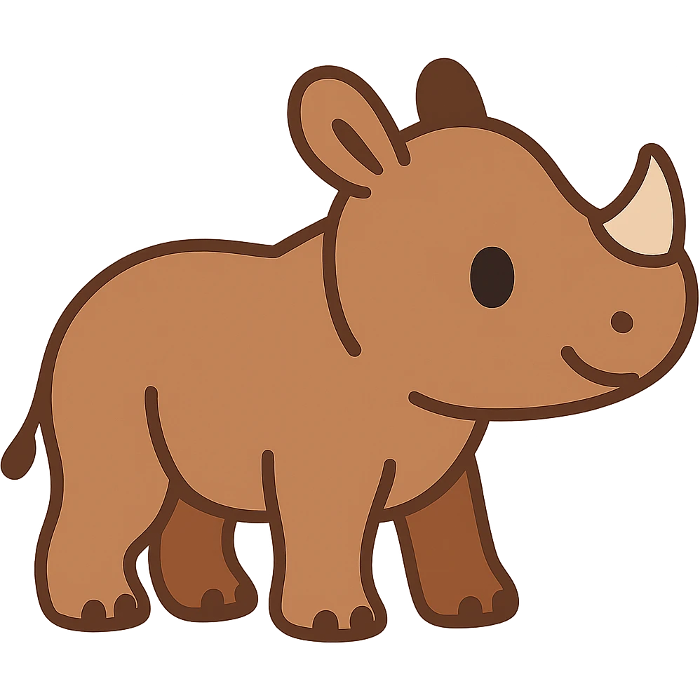 flat toon style baby rhino emoji