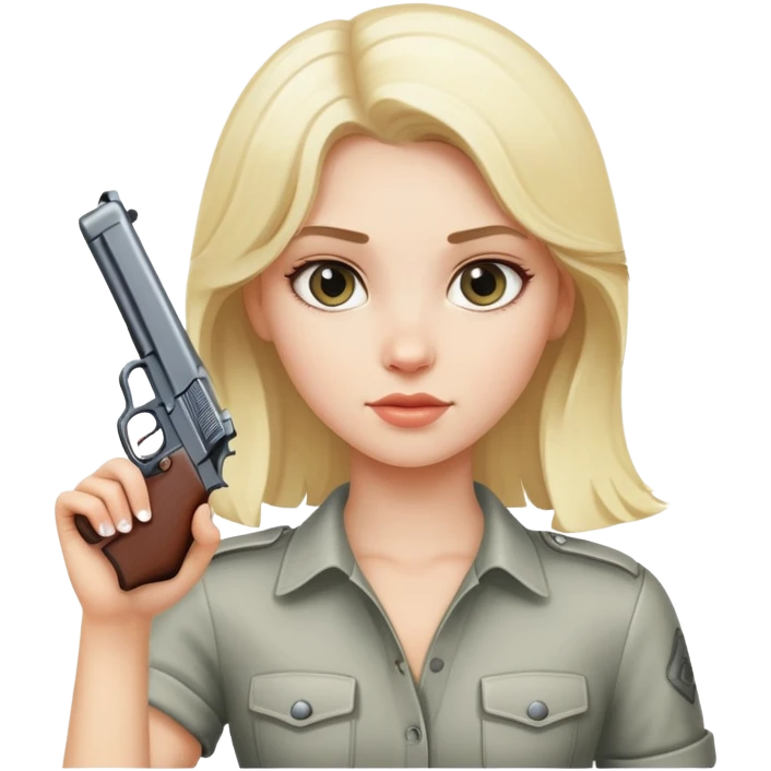 White blonde girl holding up gun ￼ emoji